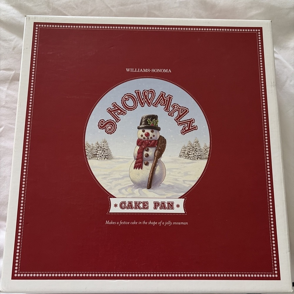 Williams Sonoma Nordic Ware 3D Snowman Cake Pan Baking Holiday Mold Original Box